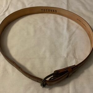 Tecovas Men’s Brown GOAT Skin Leather Belt  Brass Buckle Size 34